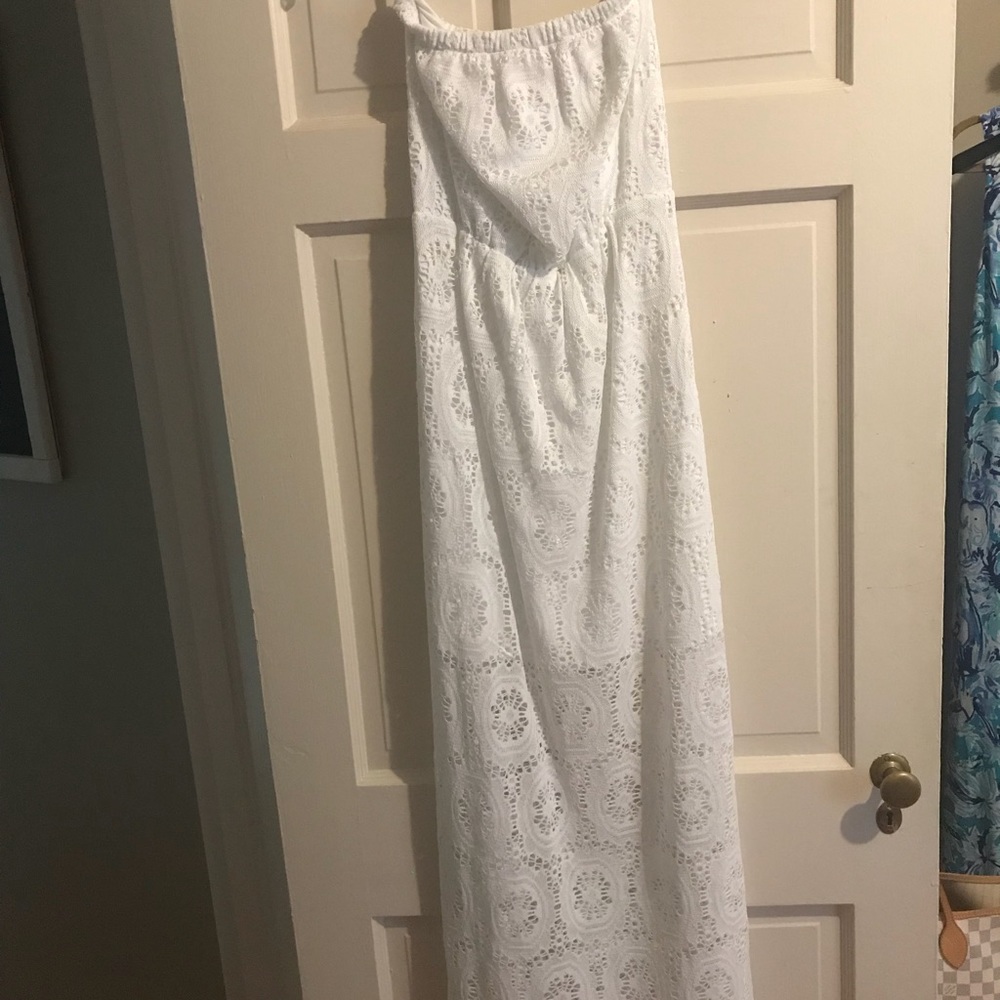 Lilly Pulitzer White Strapless Maxi Dress Small
